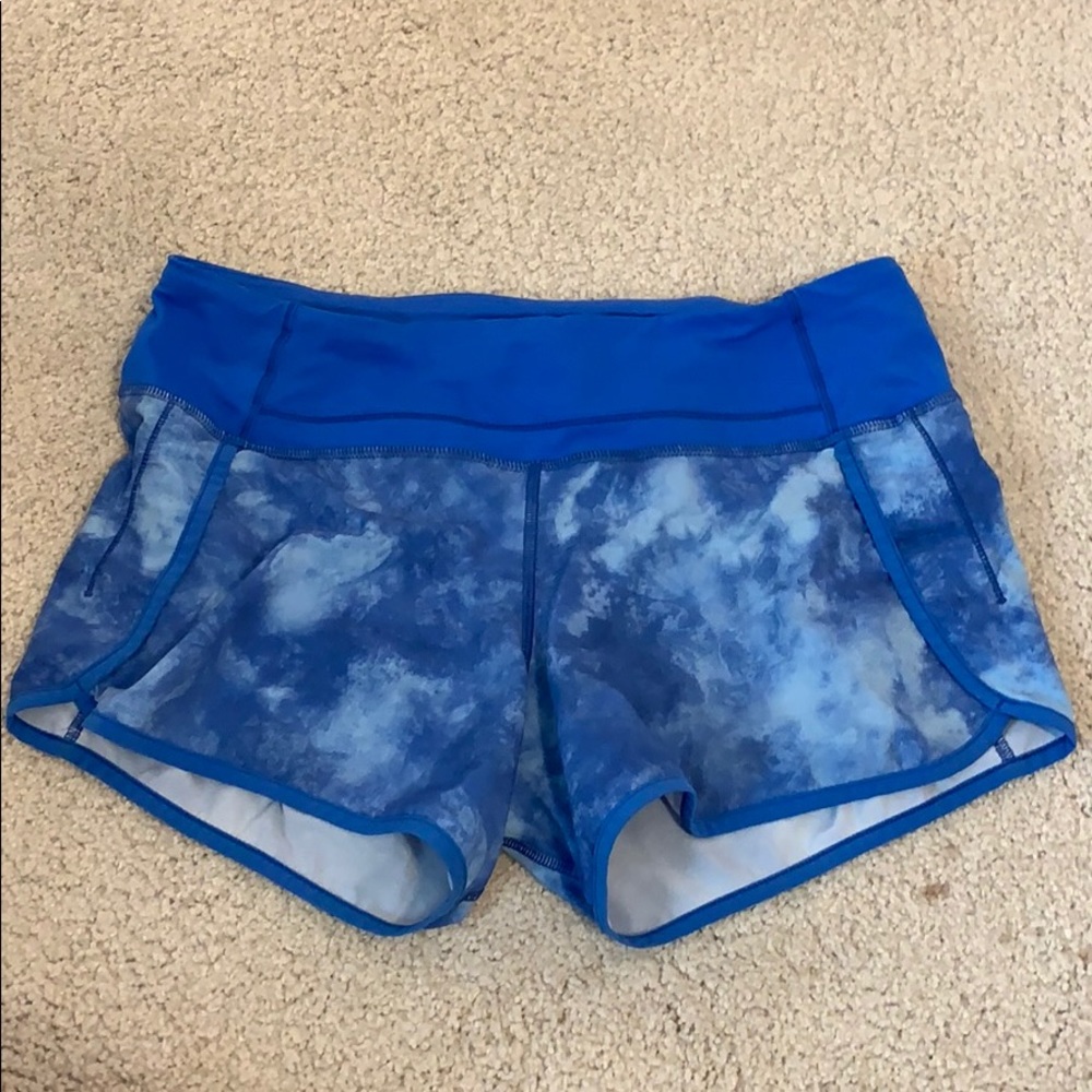 Blue tie dye lululemon shorts